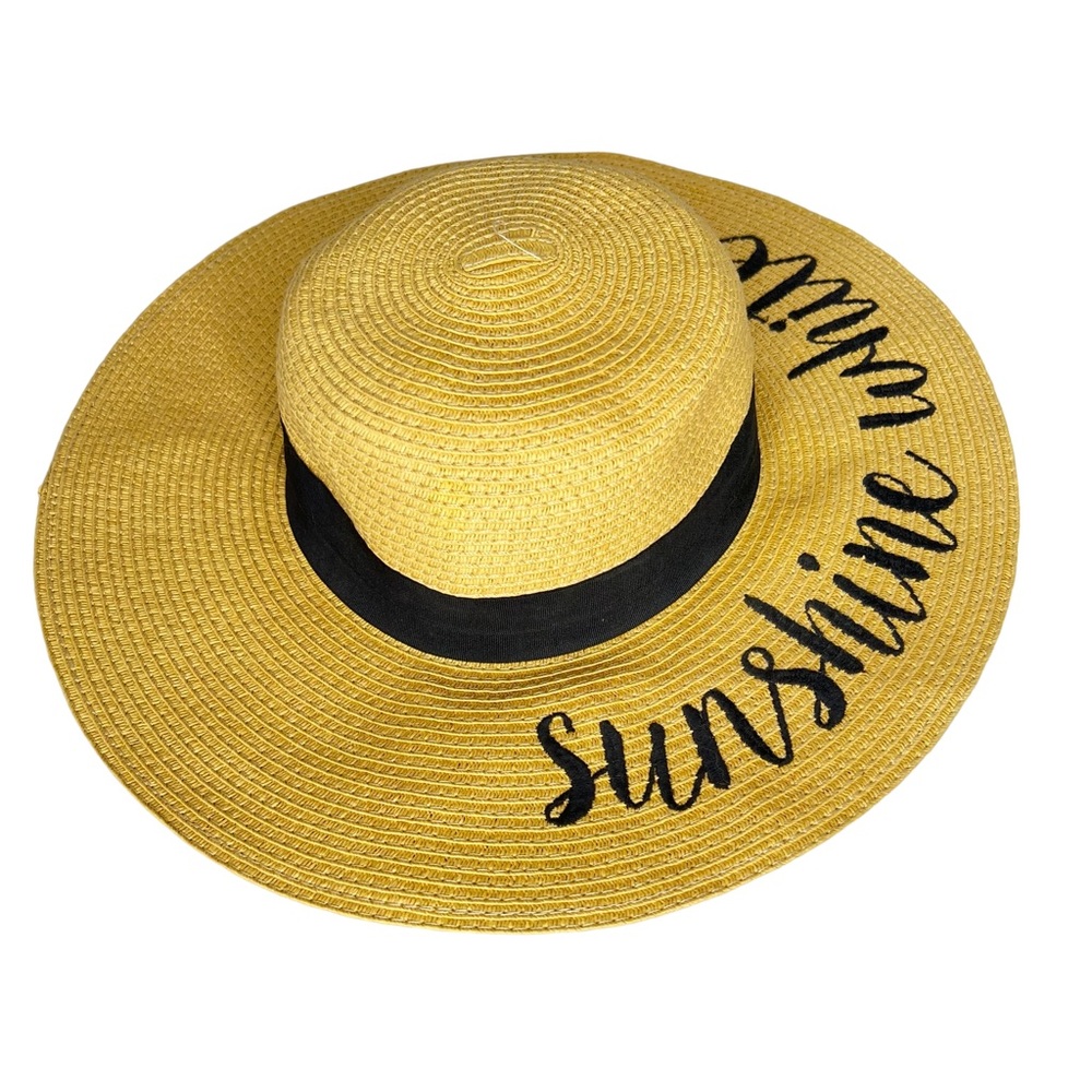 Women’s Woven “Sunshine White Wine” Adjustable Sun Hat With Black Band By C.C. - Picture 3 of 9